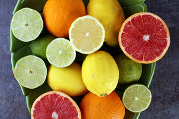 Naklejka na ściany i meble Citrus fruits (orange, lemon, grapefruit, mandarin, lime)