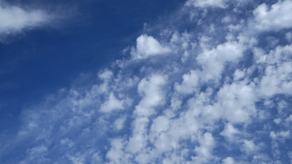 Blue sky with clouds and sun.