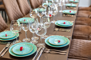Served table in restaurant