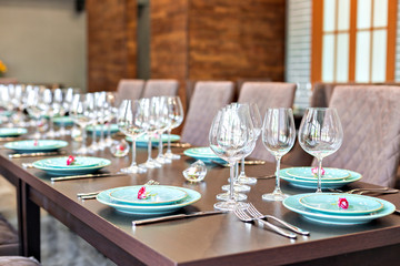 Served table in restaurant