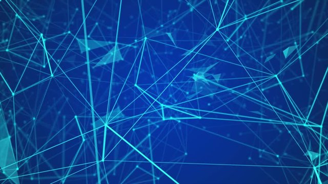 abstract blue geometrical background with moving lines and dots looping cg animation
