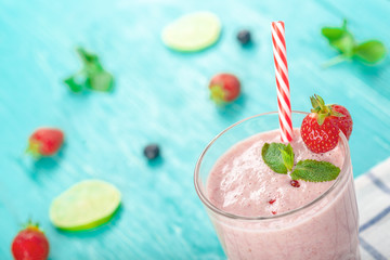 healthy berry smoothie in glass