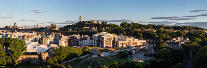 Fototapeta na wymiar view of Holyrood Park with the skyline of Edinburgh, Scotland, UK