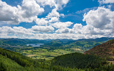 View of the lake District in England at summer.
