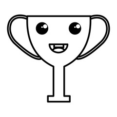 trophy cup award kawaii character vector illustration design