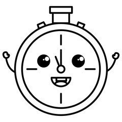 chronometer timer kawaii character vector illustration design