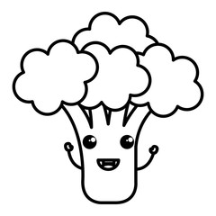 broccoli fresh kawaii character vector illustration design
