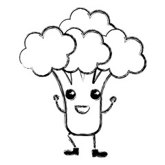 broccoli fresh kawaii character vector illustration design