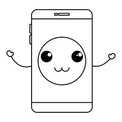 smartphone device kawaii character vector illustration design