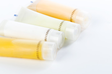 a tubes of cosmetics isolated on white background