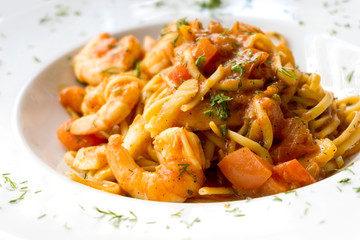 tasty pasta Italian meat sauce pasta on the table