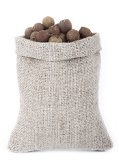 allspice in sack isolated