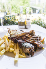 juice roasted lamb chops on the table