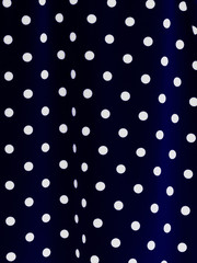 Navy blue and white dotted material dots fabric for background