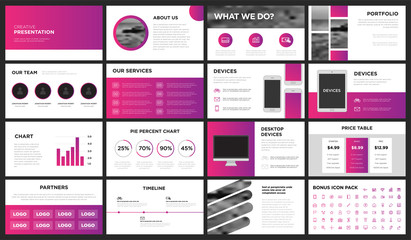 Pink and purple modern presentation template. You can use it presentation, flyer and leaflet, corporate report, marketing, pitch, annual report, catalog.