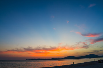 orange clouds and blue sky at sunset