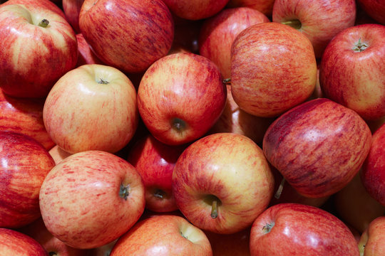 Beet, ripe, red apples in a box.