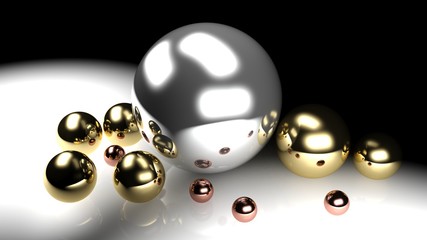 Metallic spheres - 3D rendering