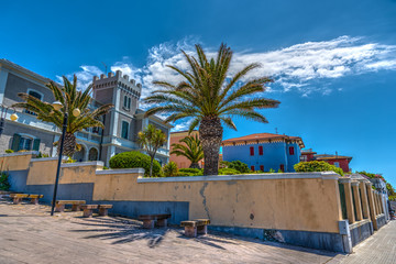 Alghero under a blue sky in springtime