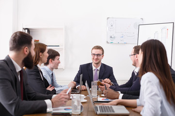 Business meeting. Young team in modern office