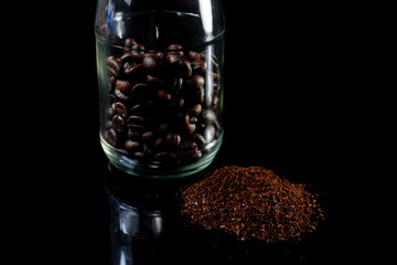 Freshly ground coffee beans.