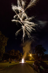 Fireworks shooting off in a Texas Neighborhood 