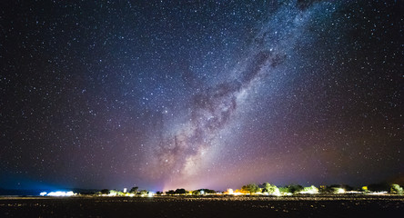 Galaxy at the night sky.  Milky Way over Sesriem camping site, Namibia.