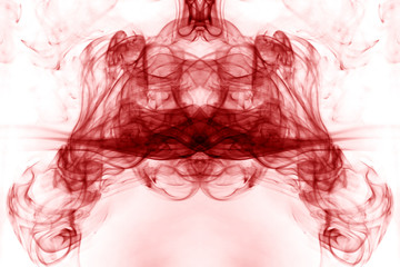Fototapeta premium Toxic fumes movement on a white background..Red smoke movement on a white background.