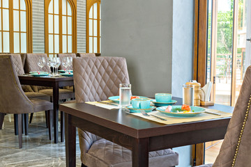 Served table in restaurant