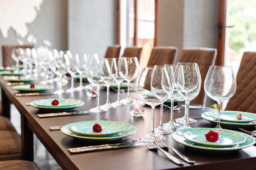 Served table in restaurant
