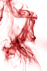 Toxic fumes movement on a white background..Red smoke movement on a white background.