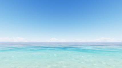 Clear ocean blue sky 3D render