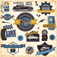 Set of retro vintage car labels