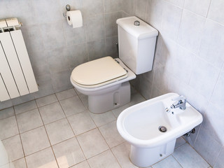Fototapeta premium interior of simple white toilet room