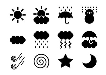 天気 イラスト アイコン セット カラー Wall Mural Wallpaper Murals Osame