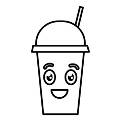 coffee cup plastic kawaii character vector illustration design
