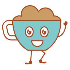 coffee cup kawaii character vector illustration design