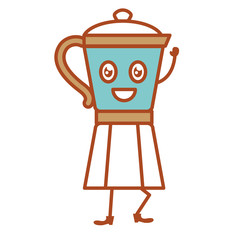 kitchen kettle kawai character vector illustration design