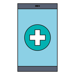 Fototapeta premium smartphone device with medical app vector illustration design
