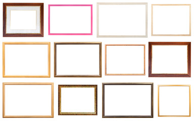 set of various modern wooden picture frames