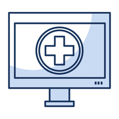 Obraz premium computer display with medical app vector illustration design