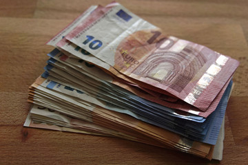 Euro banknotes, cash