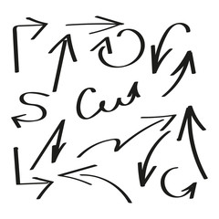 Hand drawn arrows. Vector set