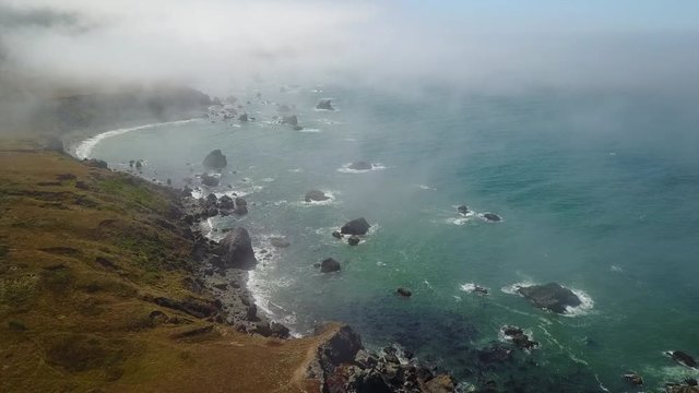 Aerial of Rugged Northern California Shoreline