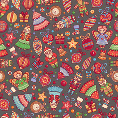 Christmas toys Seamless pattern Holiday background