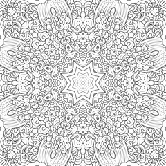design coloring page, black and white mandala, vector