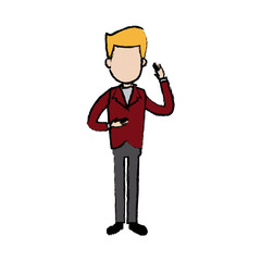 businessman character standing suit clothes