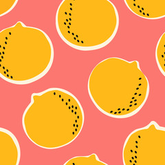 Seamless pattern with hand drawn oranges.