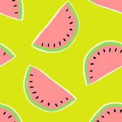 Hand drawn seamless pattern with watermelons.