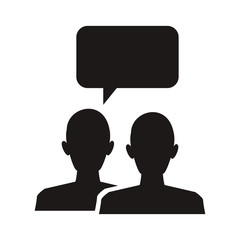 silhouette people with speech bubbles communication